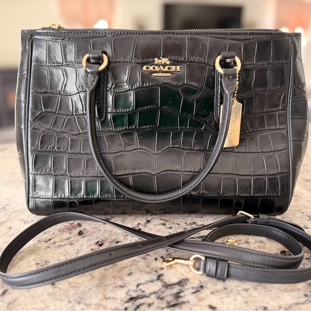 Coach Surrey Carryall Croc-Embossed Leather Bag